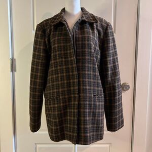 Requirements Women's Vintage Plaid Brown Coat Wool Blend Size 14